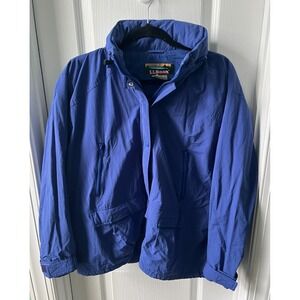 Vintage LL Bean‎ Womens Jacket Full Zip Stowaway Removable Hood Size L